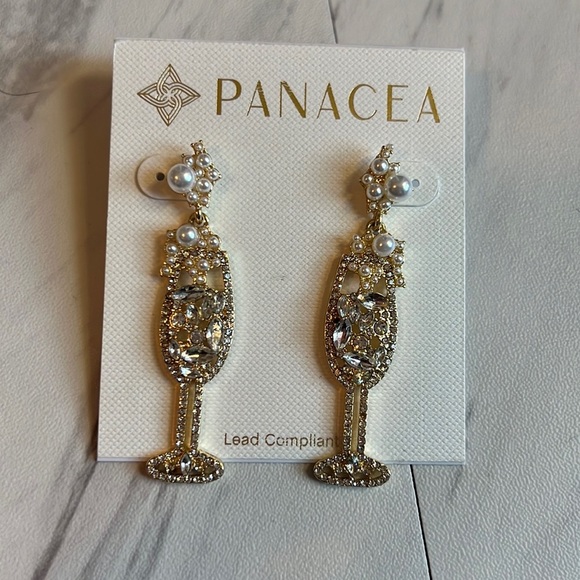 Jewelry - Champagne Flute rhinestone Pearl earrings